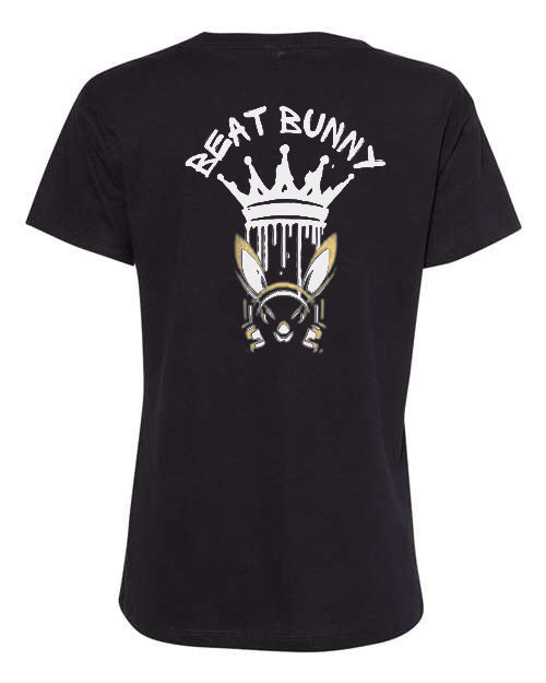 Beat Bunny Crown v neck womens tee