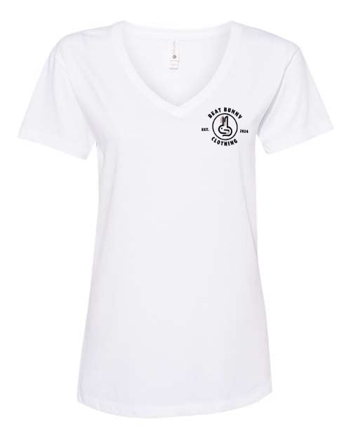 Beat Bunny Crown v neck womens tee