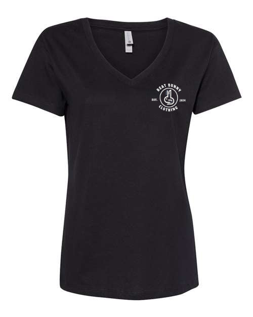 Beat Bunny Crown v neck womens tee